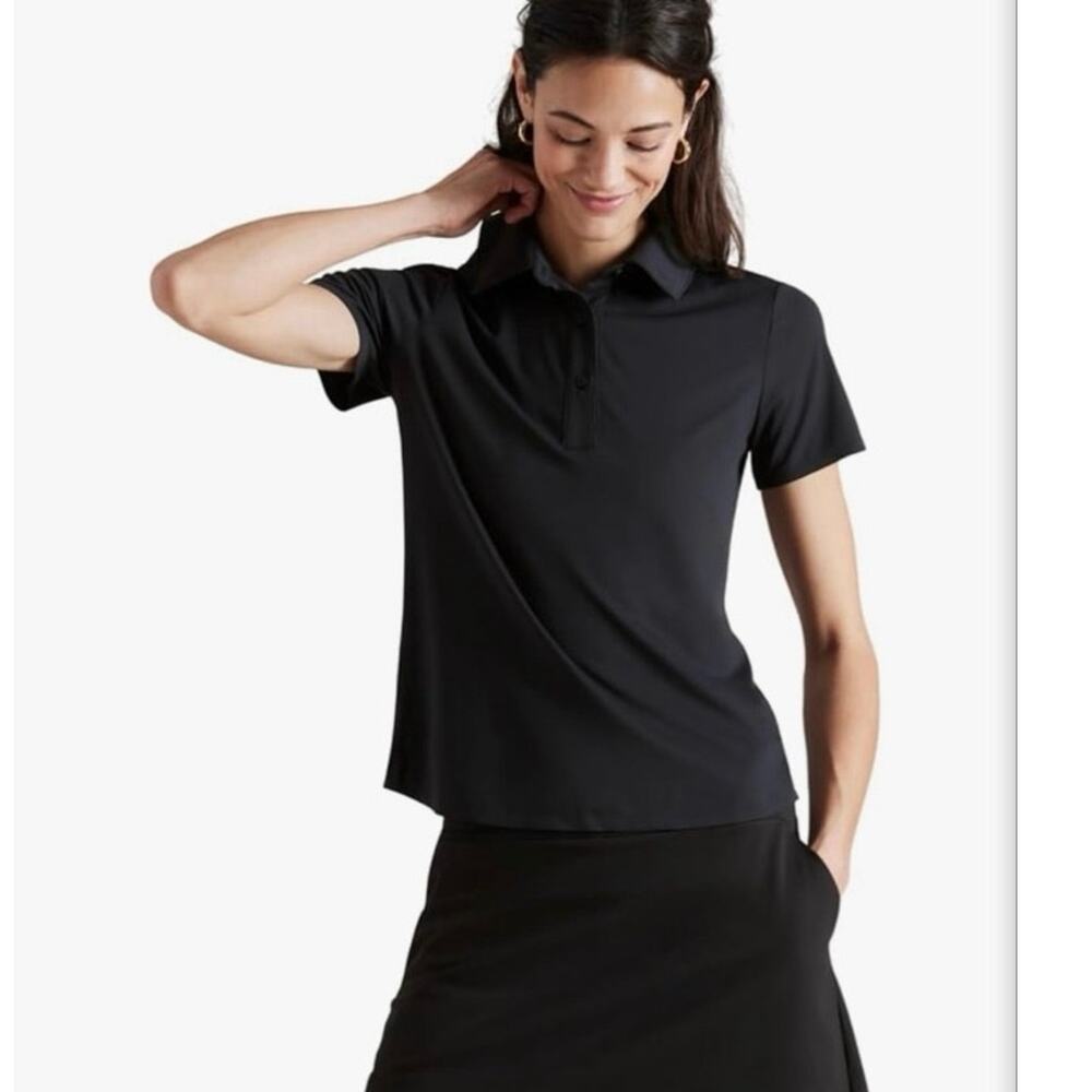 NWOT Women’s Rhone Course to Court Short Sleeve Polo in Black SZ L